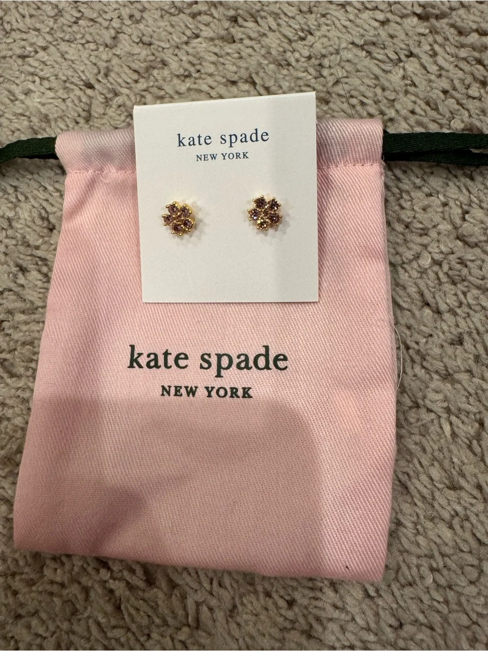 Kate Spade Sparkling Purple & Gold Flower Stud Earrings